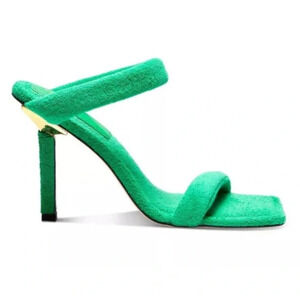 New In Box Good American Terry Cloth Square Toe High Heel Women's Green Size 12